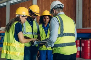 Personnes discutant de la sécurité au travail