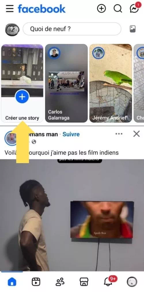 Cliquer sur créer une story